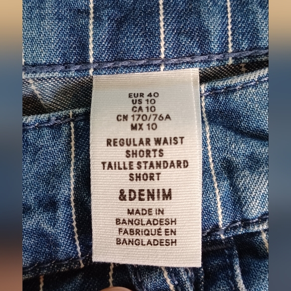 &DENIM PIN STRIPED CUFFED SHORTS SIZE 10 and SIZE 6 - Picture 3 of 3